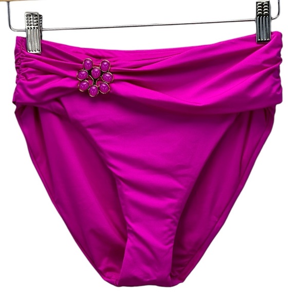 Trina Turk Atlas High Waist Bikini Bottom - Hot Pink - size 4 - Picture 1 of 10